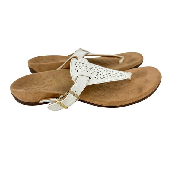 Vionic Tropez sandals women's 8 slip on T strap perforated thong comfort leather - Picture 1 of 6